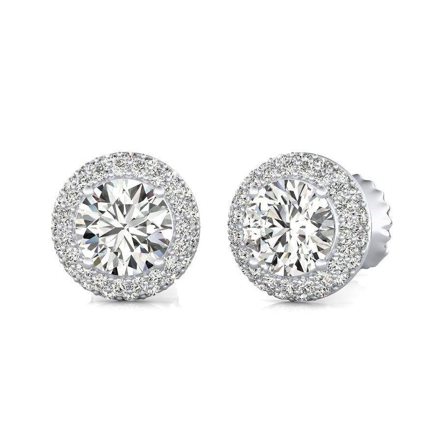 Micro Pave Halo Stud Earrings - Jewelry Exchange Center