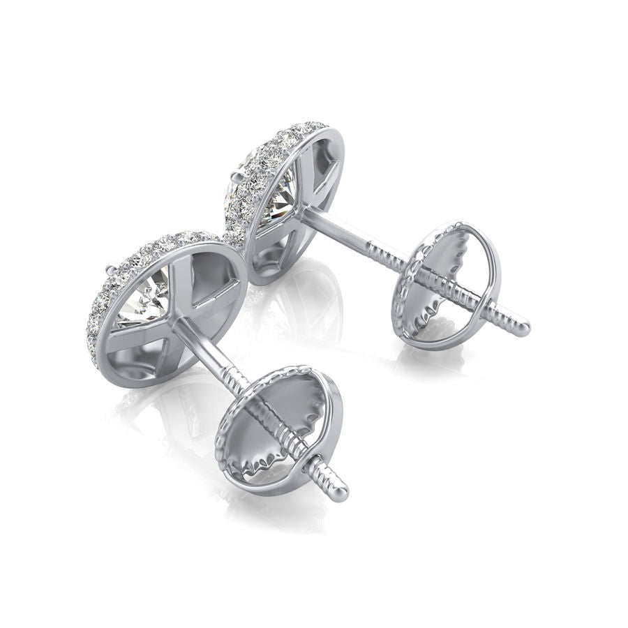 Micro Pave Halo Stud Earrings - Jewelry Exchange Center