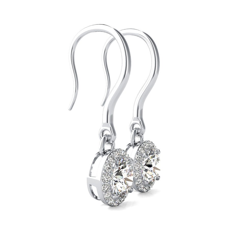 Pave Set Halo Dangle Earrings - Jewelry Exchange Center