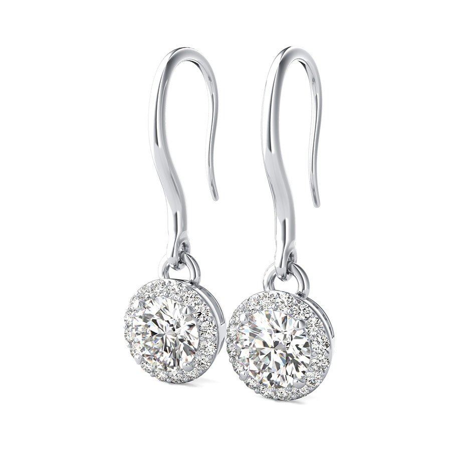 Pave Set Halo Dangle Earrings - Jewelry Exchange Center