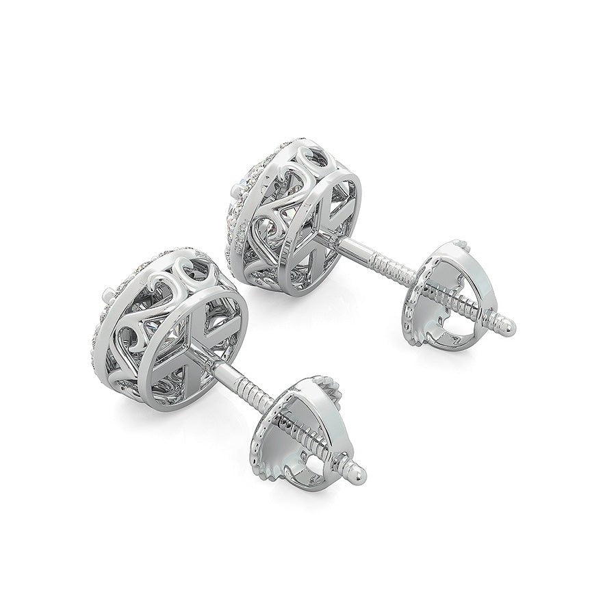 Scroll Basket Halo Earrings - Jewelry Exchange Center