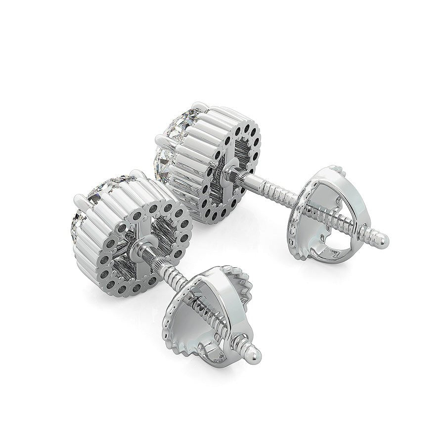 Share Prong Basket Halo Earrings - Jewelry Exchange Center