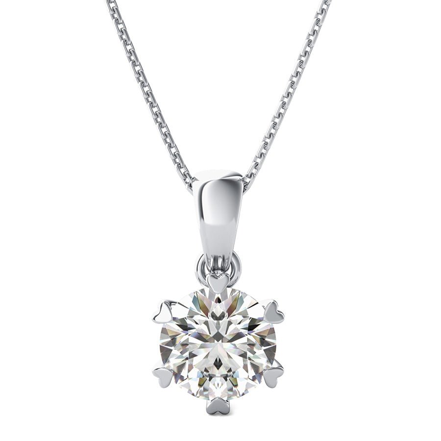 Solitaire Basket Pendant With Heart Prongs - Jewelry Exchange Center