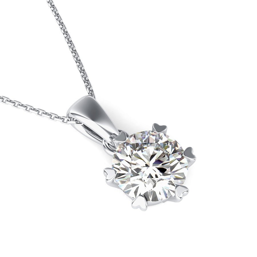 Solitaire Basket Pendant With Heart Prongs - Jewelry Exchange Center