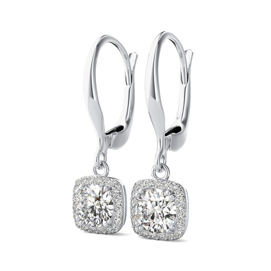 Square Halo Dangling Earrings - Jewelry Exchange Center