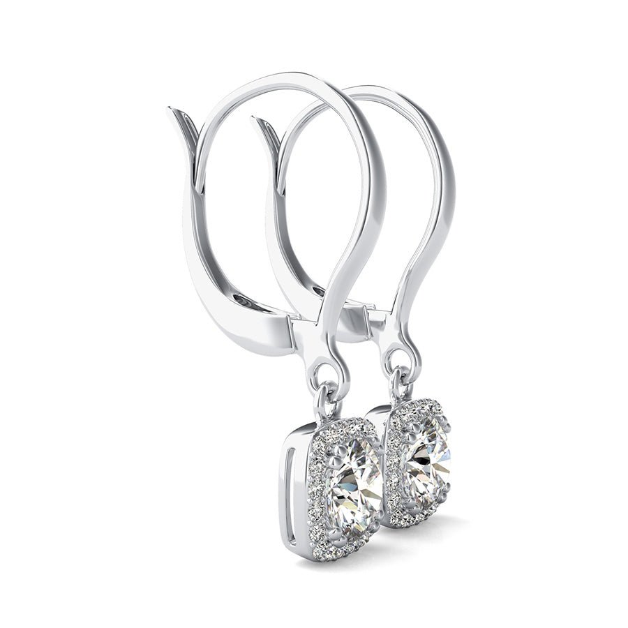 Square Halo Dangling Earrings - Jewelry Exchange Center