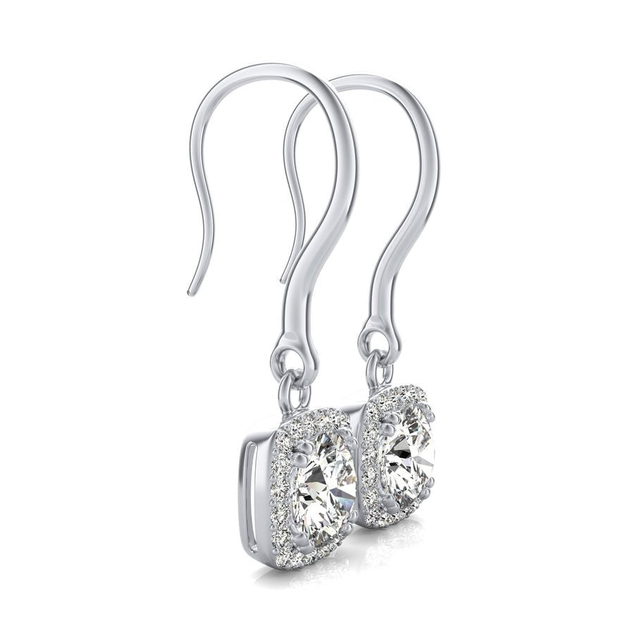 Square Halo Lever Back Earrings - Jewelry Exchange Center
