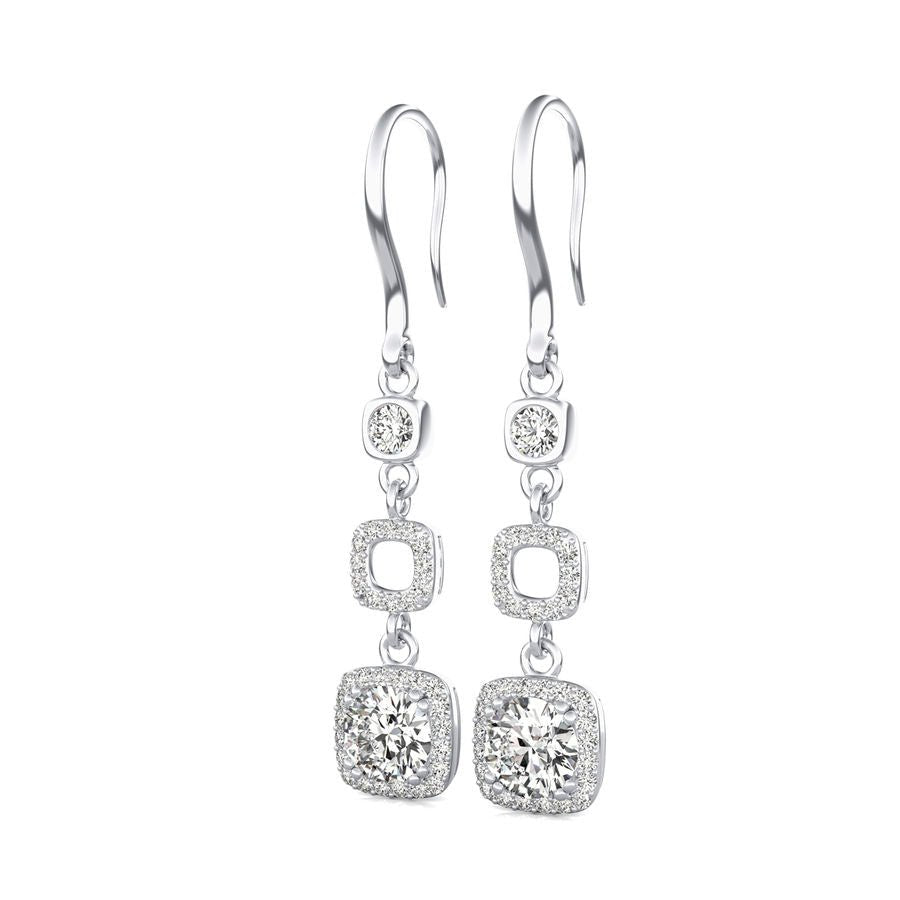 Square Halo Lever Back Earrings - Jewelry Exchange Center