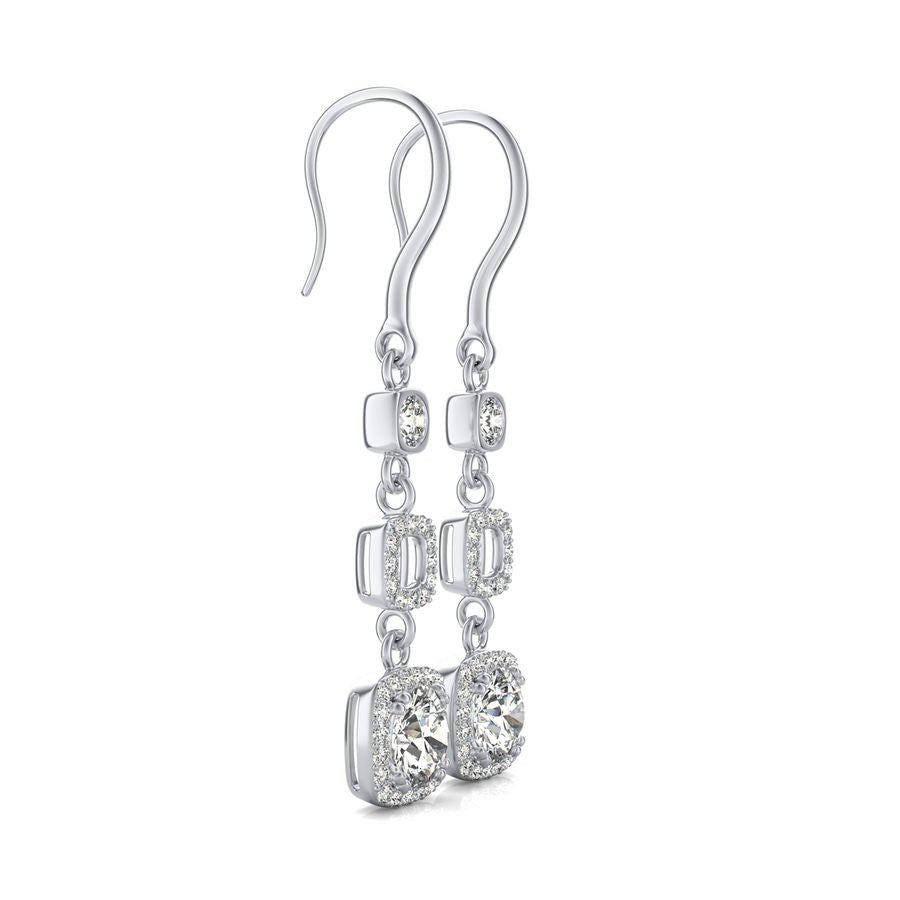 Square Halo Lever Back Earrings - Jewelry Exchange Center