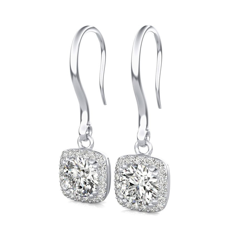 Square Halo Lever Back Earrings - Jewelry Exchange Center