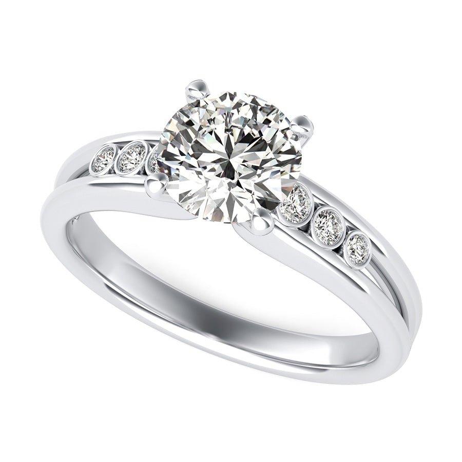 Taj Engagement Ring With Bezel Set Side Stones - Jewelry Exchange Center