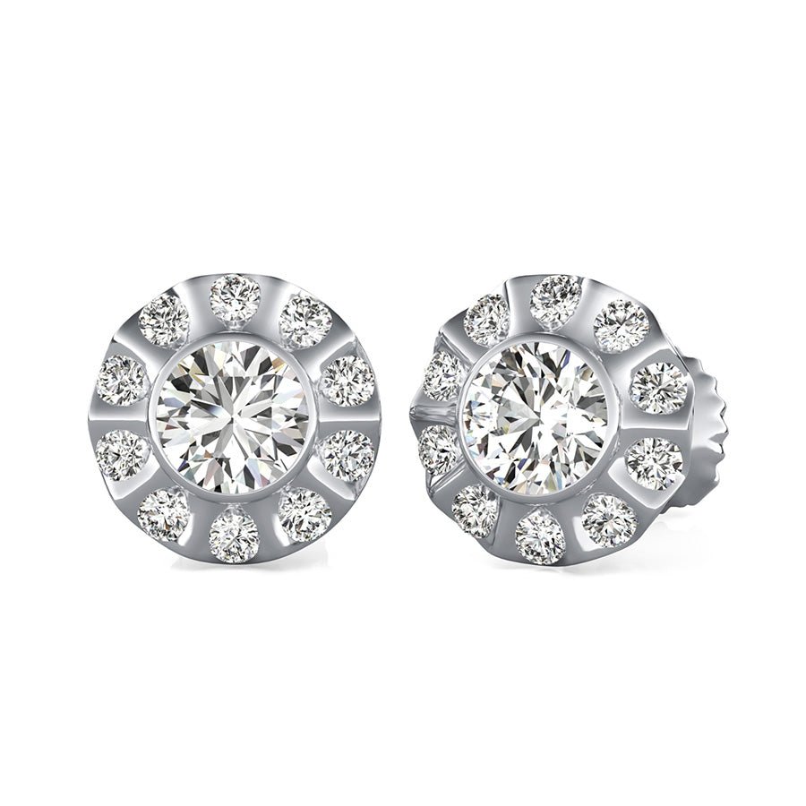 Unique Bezel Halo Earrings - Jewelry Exchange Center