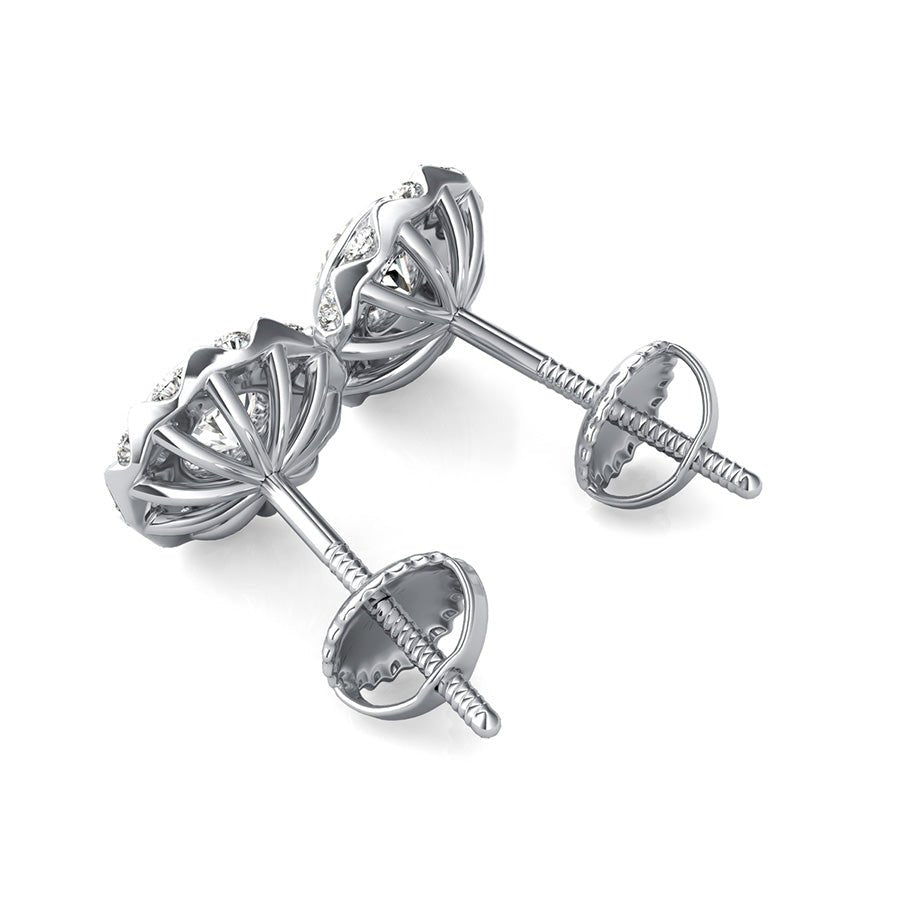 Unique Bezel Halo Earrings - Jewelry Exchange Center