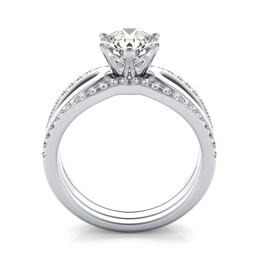 Victoria Royal Solitaire Infinity Split Shank Engagement Ring With Two Matching Bands - Jewelry Exchange Center